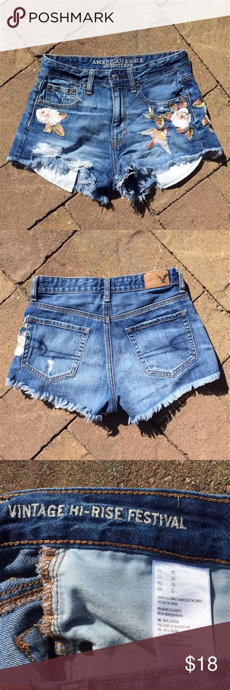 american eagle embroidered shorts|More.